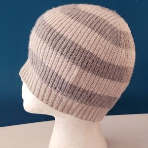 J Crew Women's Hat Size One Size Gray Striped Beanie Casual Outerwear